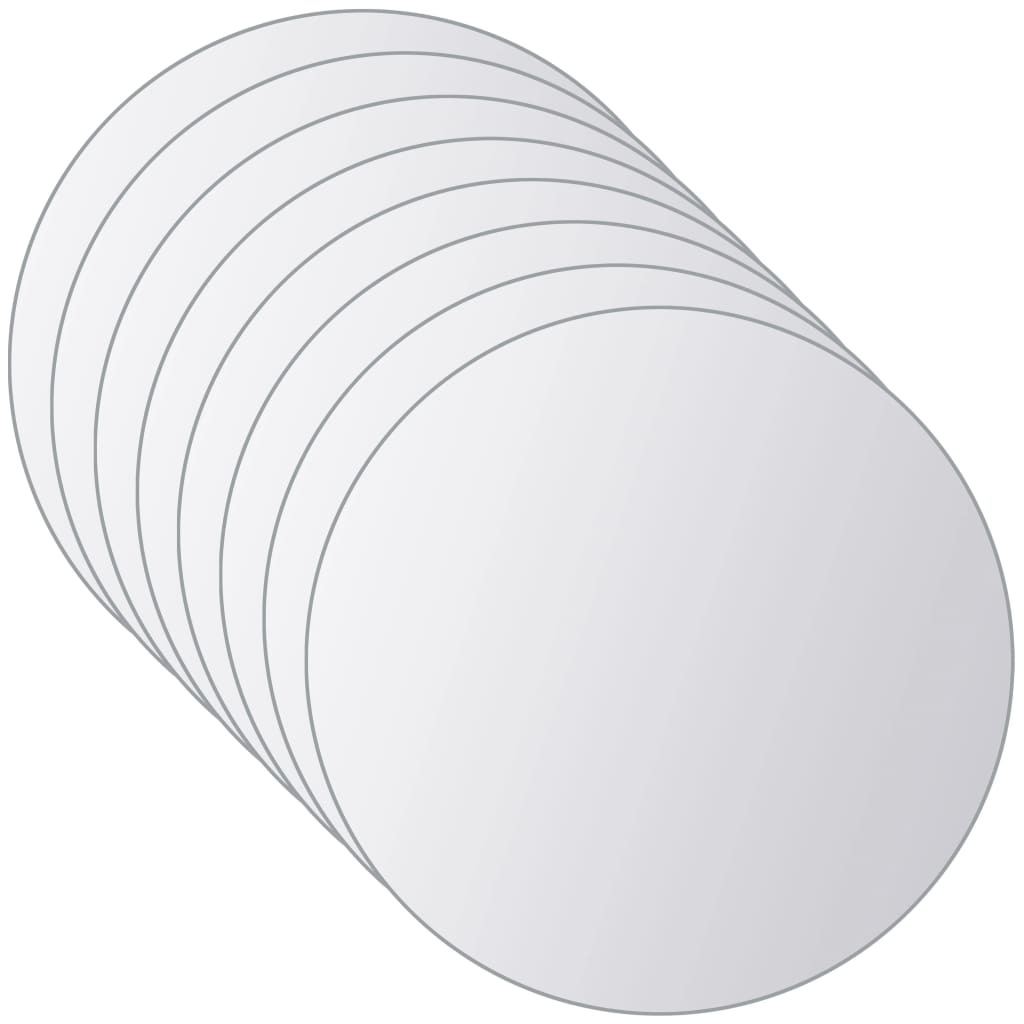 vidaXL 16 pcs Mirror Tiles Round Glass