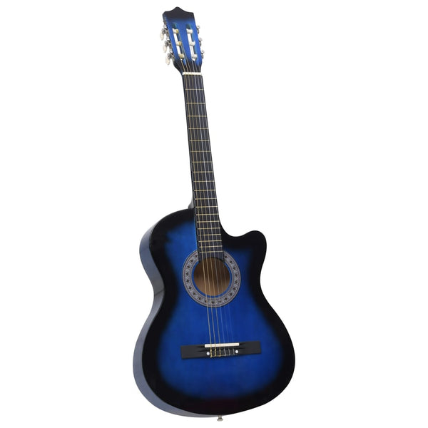 vidaXL Western Classical Cutaway Guitar with 6 Strings Blue Shaded 38