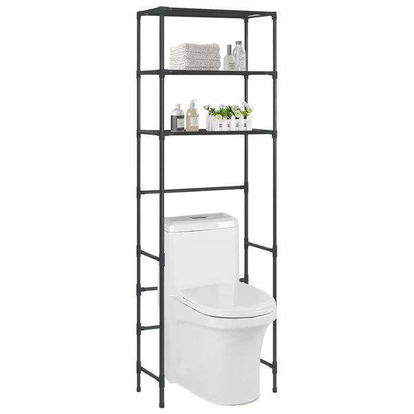 vidaXL 3-Tier Storage Rack over Toilet Black 53x28x169 cm