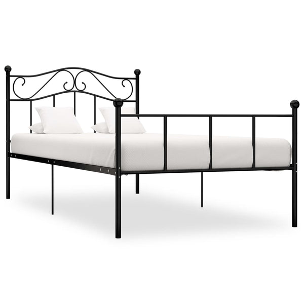 284523 vidaXL Bed Frame without Mattress Black Metal 90x200 cm