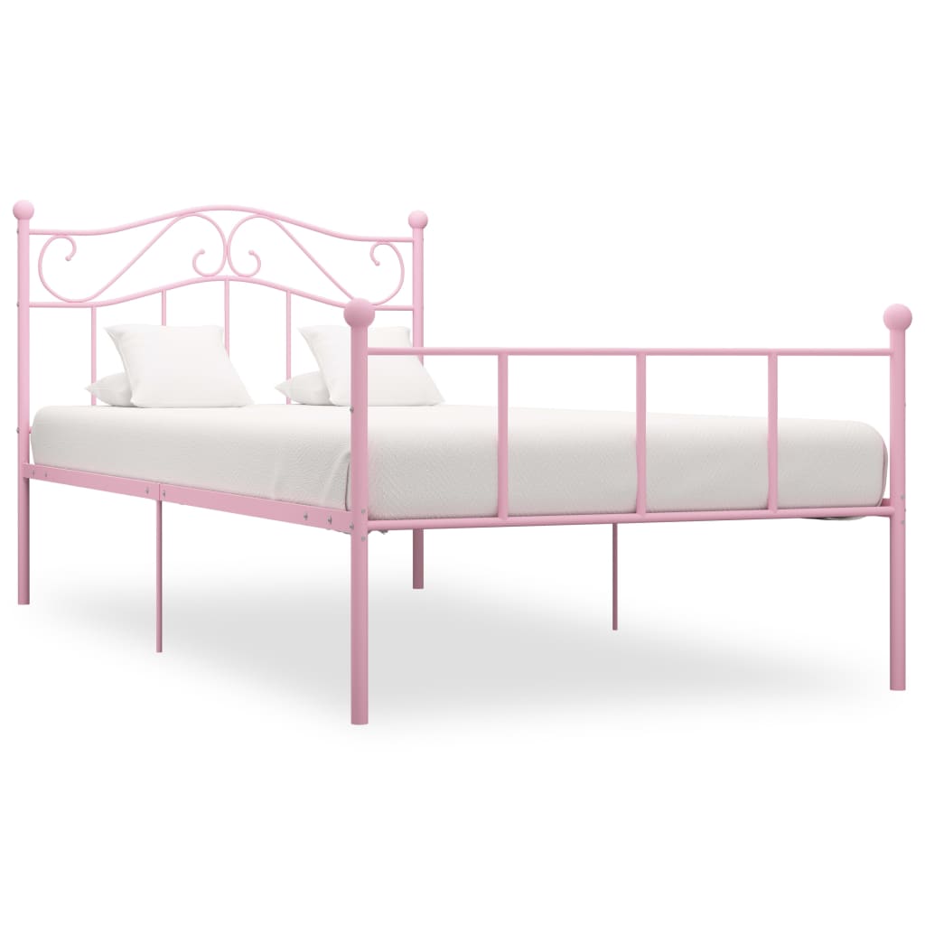 284538 vidaXL Bed Frame without Mattress Pink Metal 100x200 cm