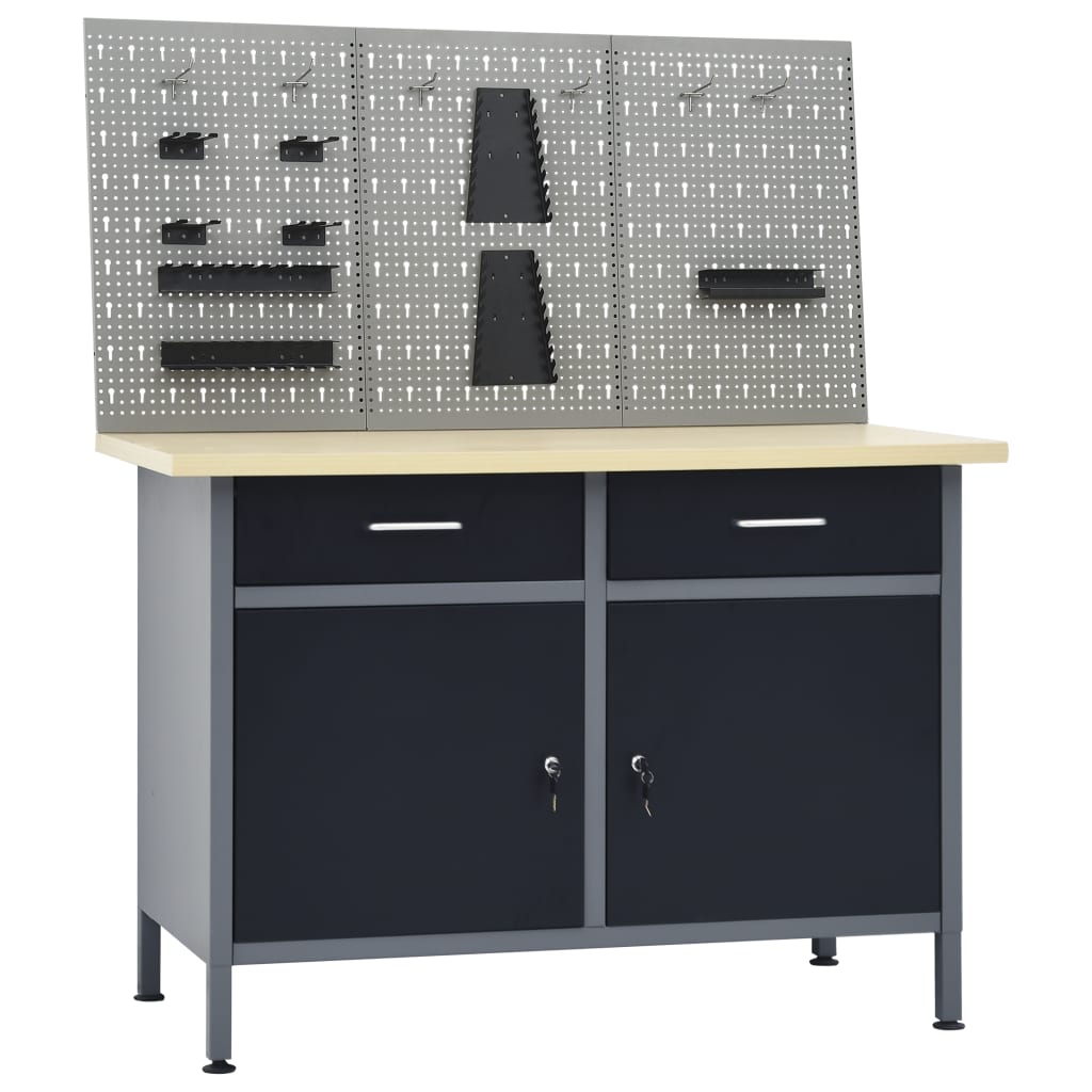 vidaXL Workbench with Three Wall Panels