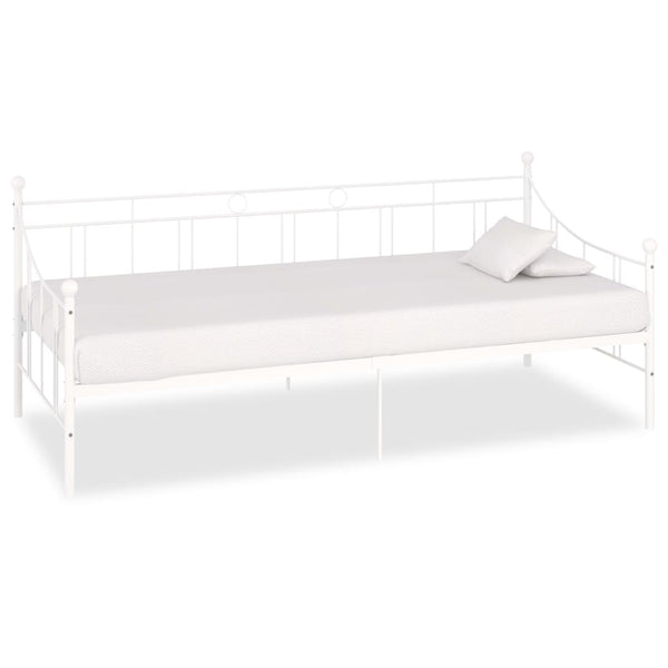 284668 vidaXL DayBed Frame without Mattress White Metal 90x200 cm