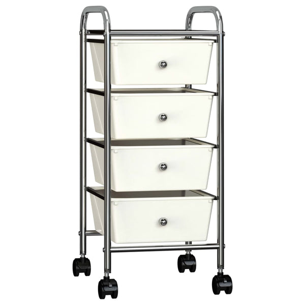 vidaXL 4-Drawer Mobile Storage Trolley White Plastic