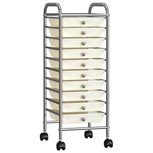 vidaXL 10-Drawer Mobile Storage Trolley White Plastic