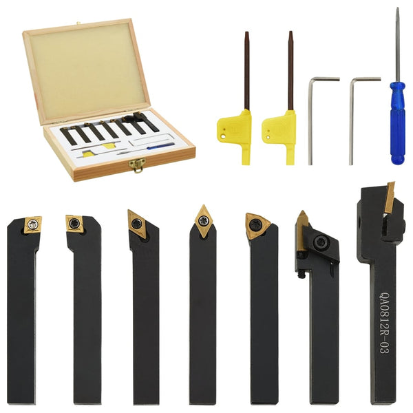 vidaXL 12 Pieces Indexable Turning Tool Set 8x8 mm 70 mm