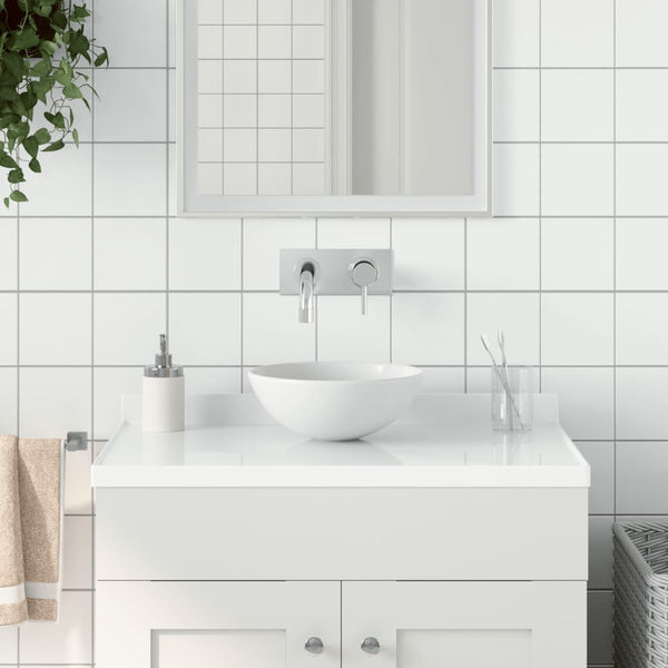 vidaXL Bathroom Sink Ceramic Matt White Round