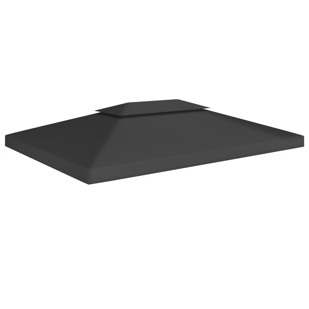 vidaXL 2-Tier Gazebo Top Cover 310 g/mÂ² 4x3 m Black