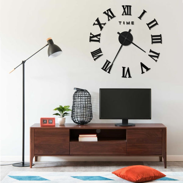 vidaXL 3D Wall Clock Modern Design Black 100 cm XXL