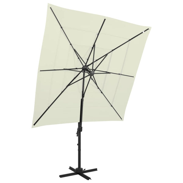 vidaXL 4-Tier Garden Parasol with Aluminium Pole Sand 250x250 cm