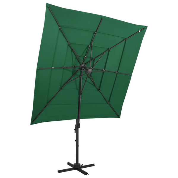 vidaXL 4-Tier Garden Parasol with Aluminium Pole Green 250x250 cm