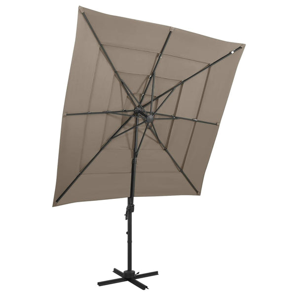 vidaXL 4-Tier Garden Parasol with Aluminium Pole Taupe 250x250 cm