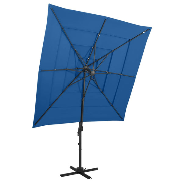 vidaXL 4-Tier Garden Parasol with Aluminium Pole Azure Blue 250x250 cm