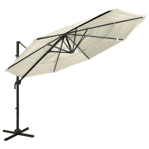 vidaXL 4-Tier Garden Parasol with Aluminium Pole Sand 3x3 m