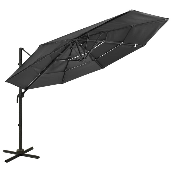 vidaXL 4-Tier Garden Parasol with Aluminium Pole Anthracite 3x3 m