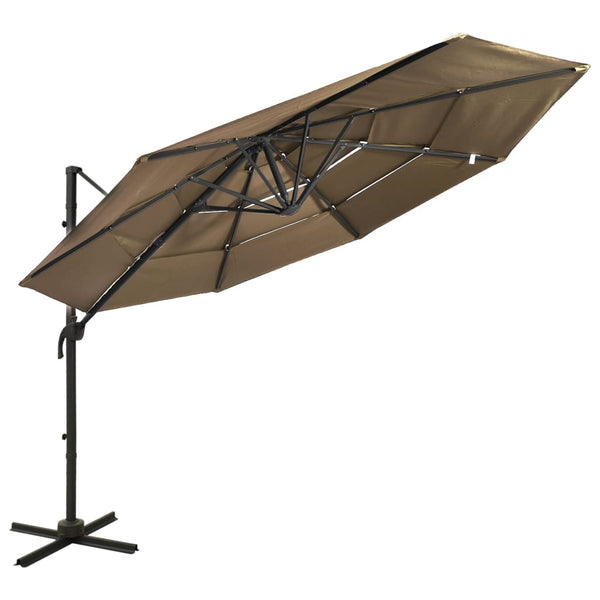 vidaXL 4-Tier Garden Parasol with Aluminium Pole Taupe 3x3 m