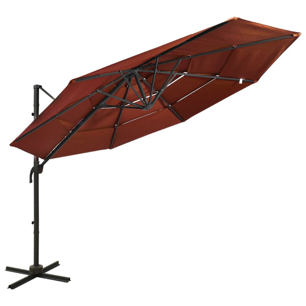 vidaXL 4-Tier Garden Parasol with Aluminium Pole Terracotta 3x3 m