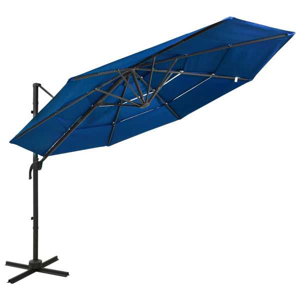 vidaXL 4-Tier Garden Parasol with Aluminium Pole Azure Blue 3x3 m