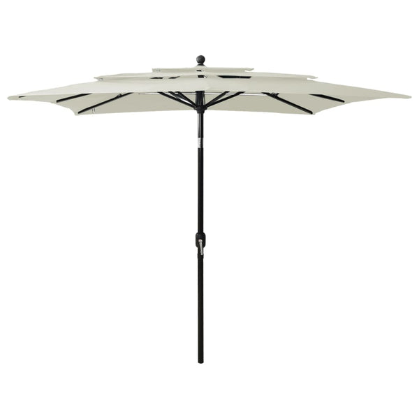 vidaXL 3-Tier Garden Parasol with Aluminium Pole Sand 2.5x2.5 m