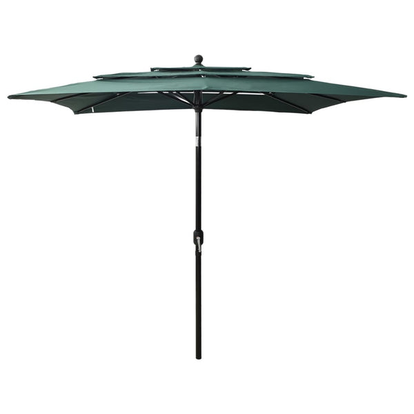 vidaXL 3-Tier Garden Parasol with Aluminium Pole Green 2.5x2.5 m