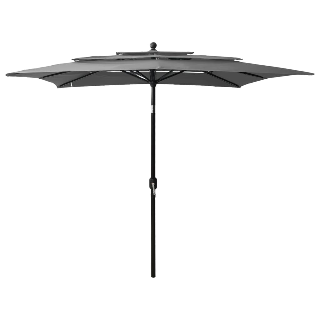 vidaXL 3-Tier Garden Parasol with Aluminium Pole Anthracite 2.5x2.5 m