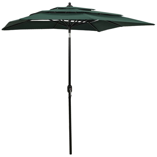 vidaXL 3-Tier Garden Parasol with Aluminium Pole Green 2x2 m