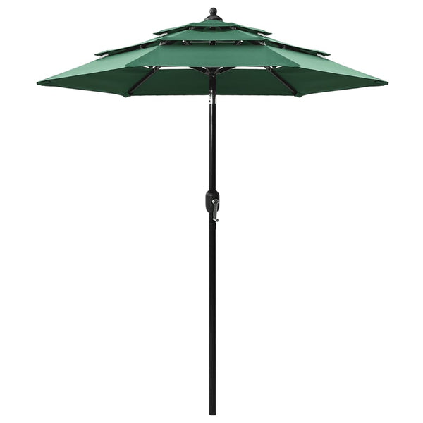 vidaXL 3-Tier Garden Parasol with Aluminium Pole Green 2 m