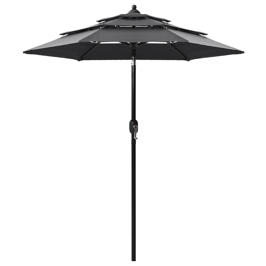 vidaXL 3-Tier Garden Parasol with Aluminium Pole Anthracite 2 m