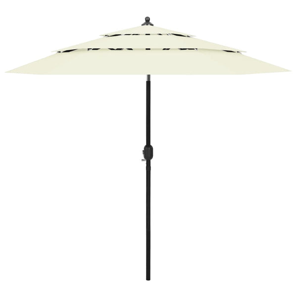 vidaXL 3-Tier Garden Parasol with Aluminium Pole Sand 2.5 m