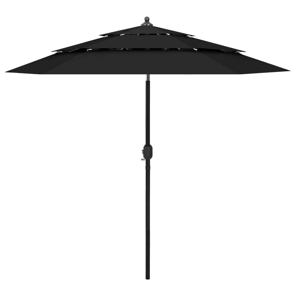 vidaXL 3-Tier Garden Parasol with Aluminium Pole Black 2.5 m