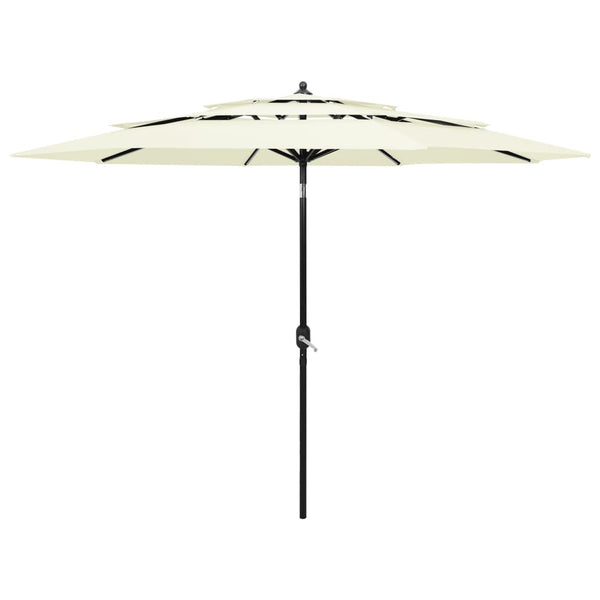 vidaXL 3-Tier Garden Parasol with Aluminium Pole Sand 3 m