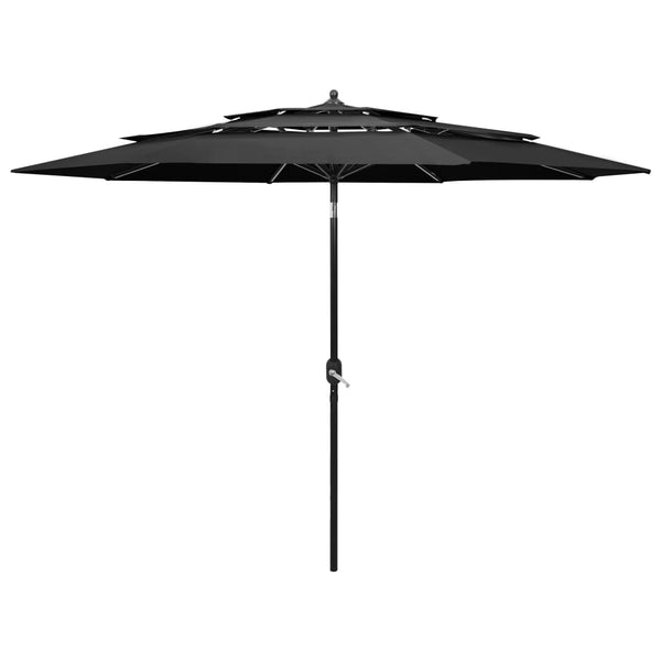 vidaXL 3-Tier Garden Parasol with Aluminium Pole Anthracite 3 m