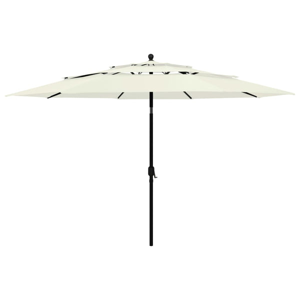 vidaXL 3-Tier Garden Parasol with Aluminium Pole Sand 3.5 m