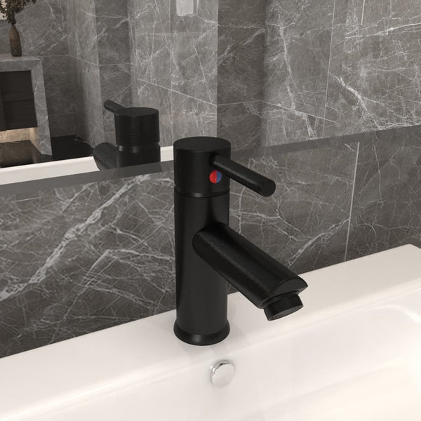 vidaXL Bathroom Basin Faucet Black 130x176 mm