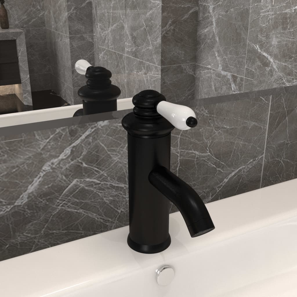 vidaXL Bathroom Basin Faucet Black 130x180 mm