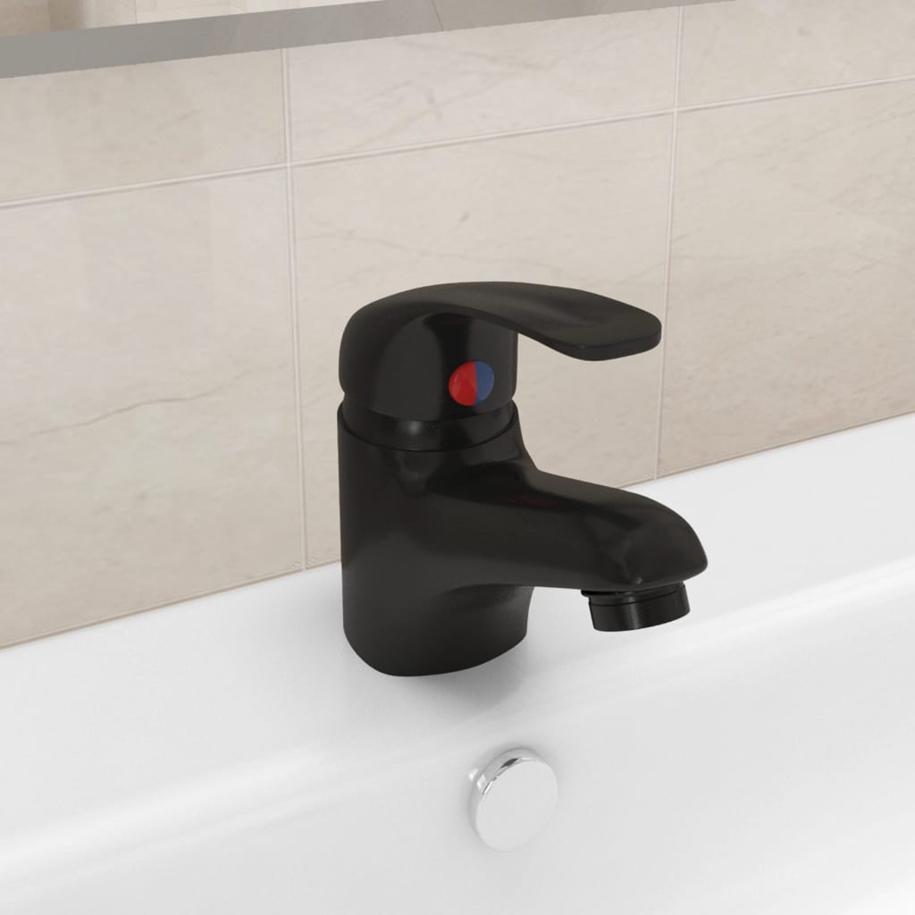 vidaXL Basin Mixer Tap Black 13x10 cm