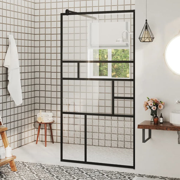 vidaXL Walk-in Shower Wall with Clear ESG Glass 80x195 cm Black