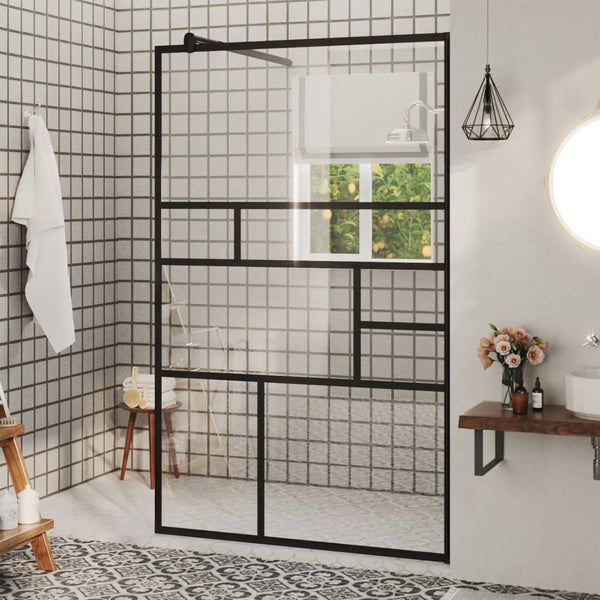 vidaXL Walk-in Shower Wall with Clear ESG Glass 100x195 cm Black