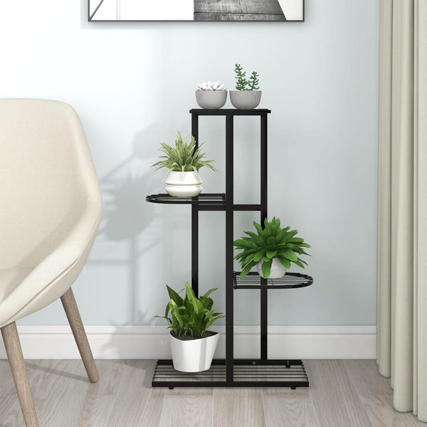 vidaXL 4-Floor Flower Stand 43x22x76 cm Black Metal