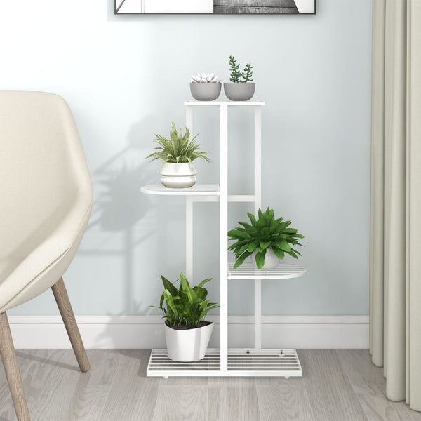 vidaXL 4-Floor Flower Stand 43x22x76 cm White Metal