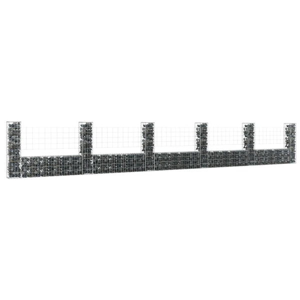 vidaXL U-shape Gabion Basket with 6 Posts Iron 620x20x100 cm