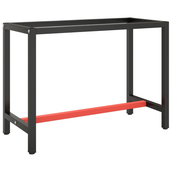 vidaXL Work Bench Frame Matte Black and Matte Red 110x50x79 cm Metal