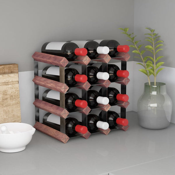 vidaXL Wine Rack for 12 Bottles Brown Solid Wood Pine