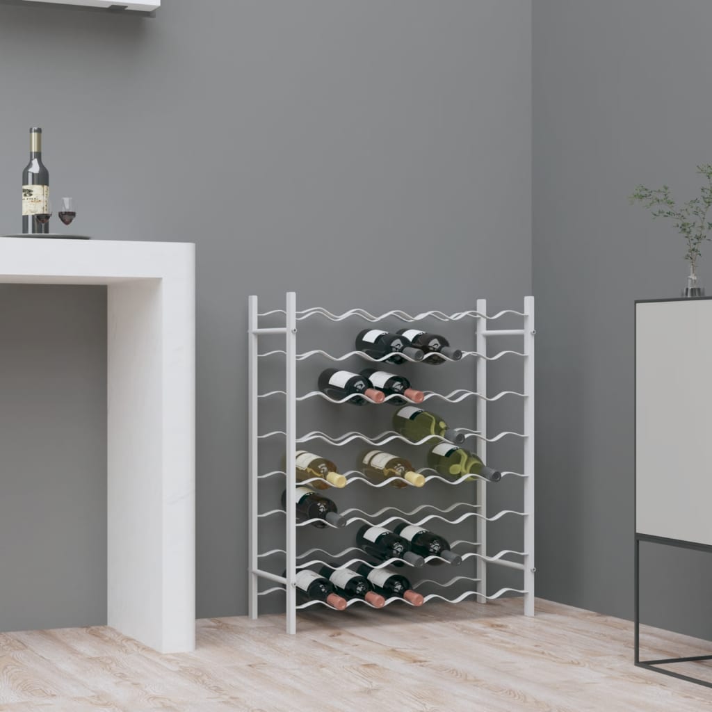 vidaXL Wine Rack for 48 Bottles White Metal