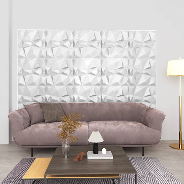 vidaXL 3D Wall Panels 24 pcs 50x50 cm Diamond White 6 mÂ²