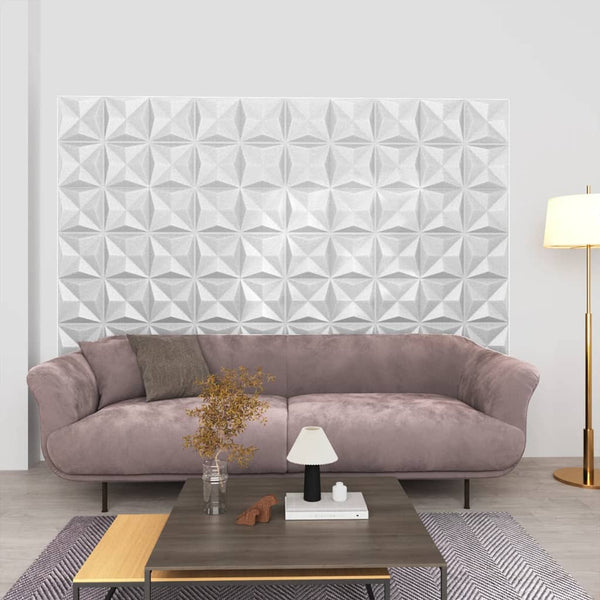 vidaXL 3D Wall Panels 48 pcs 50x50 cm Origami White 12 mÂ²