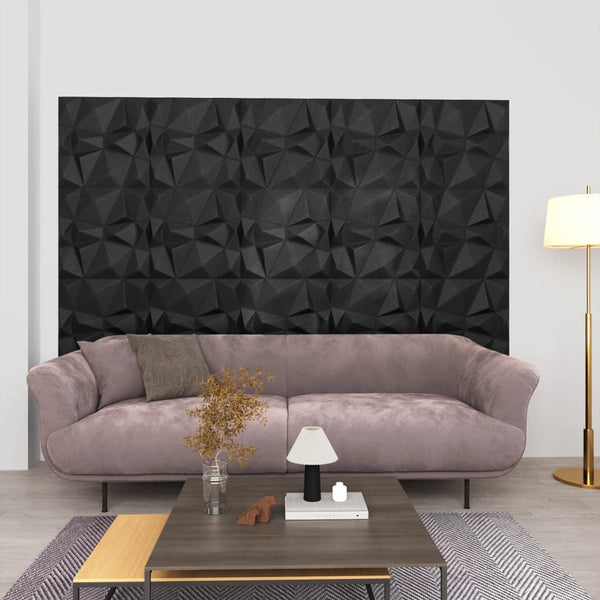 vidaXL 3D Wall Panels 24 pcs 50x50 cm Diamond Black 6 mÂ²