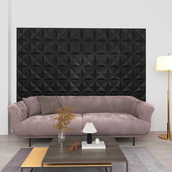 vidaXL 3D Wall Panels 24 pcs 50x50 cm Origami Black 6 mÂ²