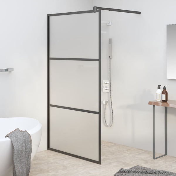 vidaXL Walk-in Shower Wall 100x195 cm Frosted ESG Glass Black