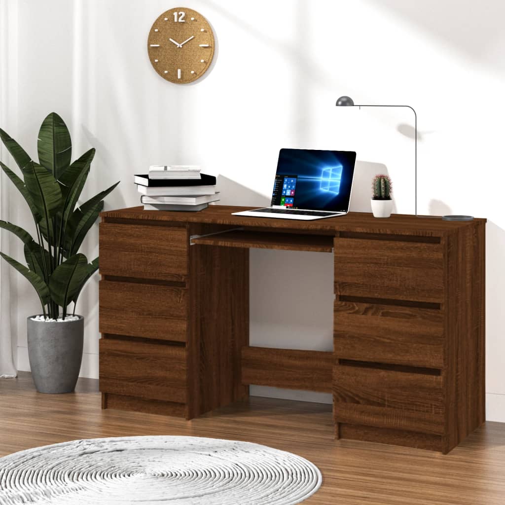 vidaXL Writing Desk Brown Oak 140x50x77 cm Engineered Wood